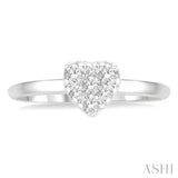 1/8 Ctw Round Cut Diamond Heart Shape Lovebright Ring in 14K White Gold