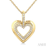 1/10 Ctw Petite Twin Heart Round Cut Diamond Fashion Pendant With Chain in 10K Yellow Gold