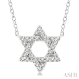 1/10 Ctw Petite Star of David Round Cut Diamond Fashion Pendant With Chain in 10K White Gold