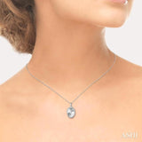 1/20 Ctw Oval fluted medallion Round Cut Diamond Pirouette Pendant With Chain in Sterling Silver