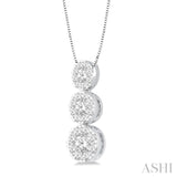 1/4 Ctw Lovebright 3 stone Essential Round Cut Diamond Pendant with Chain in 14K White Gold