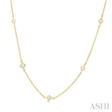 1 Ctw Princess Cut Diamond Fashion Necklace in 14K Yellow Gold