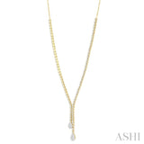2 5/8 Ctw Lovebright Pear Shape Round Cut Diamond Fashion 'Y' Necklace in 14K Yellow & White Gold