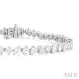 5 3/4 Ctw Mixed Shape Cut Diamond Fashion Bracelet in 14K White Gold