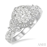 5/8 ctw Diamond Lovebright Engagement Ring in 14K White Gold