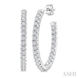 3/4 Ctw French Pave Set Round Cut Diamond Fashion Half Hoop Earrings in 14K White Gold