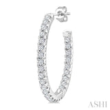 3/4 Ctw French Pave Set Round Cut Diamond Fashion Half Hoop Earrings in 14K White Gold