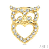 1/6 Ctw Petite Owl Round Cut Diamond Fashion Stud Earrings in 10K Yellow Gold