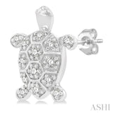 1/6 Ctw Petite Turtle Round Cut Diamond Fashion Stud Earrings in 10K White Gold