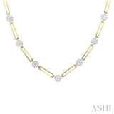 1 1/3 Ctw Lovebright Round Cut Diamond Paperclip Necklace in 14K Yellow and White Gold