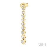 1/2 Ctw Round Cut Diamond Riviera Drop Earrings in 14K Yellow Gold