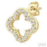 1/6 Ctw Petite Clover Round Cut Diamond Fashion Stud Earrings in 10K Yellow Gold