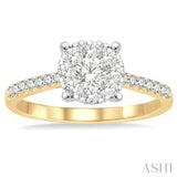 3/4 ctw Round Cut Lovebright Diamond Ring in 14K Yellow and White Gold