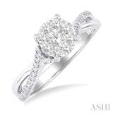 1/2 ctw Round Shape Lovebright Split Entwined Shank Round Cut Diamond Engagement Ring in 14K White Gold