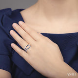 2.10X1.40, 2.90X1.50 & 3.10X1.50MM Baguette Cut Sapphire and 1/5 Ctw Round Cut Diamond Precious Insert Ring in 14K White Gold