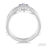 2.55X1.8MM Baguette Cut Sapphire and 1/4 ctw Round Cut Diamond Crown Precious Insert Ring in 14K White Gold