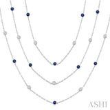 2.85 MM Round Shape Sapphire and 2 3/4 Ctw Round Cut Diamond Precious Necklace in 14K White Gold