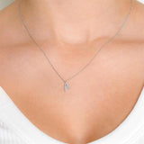 1/20 Ctw Initial 'A' Round cut Diamond Pendant With Chain in 10K Yellow Gold