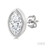 1/5 Ctw Petite Bezel Set Marquise Cut Diamond Fashion Stud Earrings in 10K White Gold
