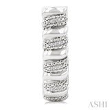 1/10 Ctw Bold Silver Ribbed Swirl Round Cut Diamond Pirouette Bold Half Hoop Earring in Sterling Silver