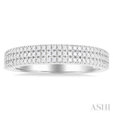 1/4 ctw Triple Row Pave Set Round Cut Diamond Fashion Band in 14K White Gold