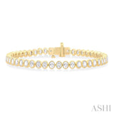 4 1/2 ctw North-South Bezel Set Oval Cut Diamond Tennis Bracelet in 14K Yellow Gold