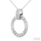 1/8 Ctw Cable Chain Inspired Bold Weave Circle Round Cut Diamond Pendant With Chain in Sterling Silver