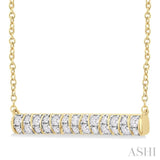 1/2 ctw Ribbed Trapezoid Motif Bar Round Cut Diamond Necklace in 10K Yellow Gold