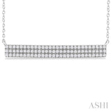 1/4 ctw Bar Triple Row Round Cut Diamond Necklace in 14K White Gold