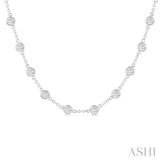 5 ctw Bezel Set Round Cut Diamond Station Necklace in 14K White Gold