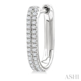 1/5 Ctw Twin Row Round Cut Diamond Fashion Hoop Earrings in 10K White Gold