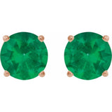 14K Rose Gold 6 mm Lab-Grown Emerald Earrings