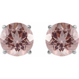 14K White Gold 6 mm Natural Pink Morganite Earrings