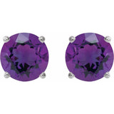Platinum 7 mm Natural Amethyst Earrings