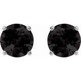 Sterling Silver 7 mm Natural Black Onyx Earrings