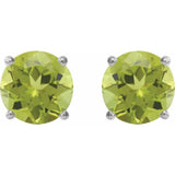 14K White Gold 6 mm Natural Peridot Earrings