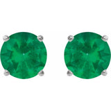 Sterling Silver 6 mm Lab-Grown Emerald Stud Earrings