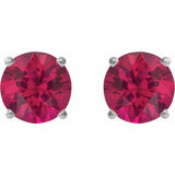 14K White Gold 7 mm Lab-Grown Ruby Earrings