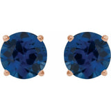 14K Rose Gold 8 mm Lab-Grown Blue Sapphire Earrings