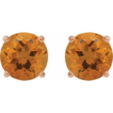 14K Rose Gold 8 mm Natural Citrine Earrings