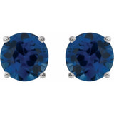 Platinum 8 mm Lab-Grown Blue Sapphire Earrings