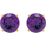 14K Yellow Gold 6 mm Natural Amethyst Earrings