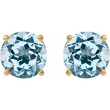 14K Yellow Gold 6 mm Natural Sky Blue Topaz Earrings