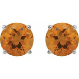 14K White Gold 8 mm Natural Citrine Earrings