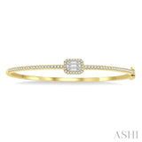 1 Ctw Emerald Shape Fusion Baguette and Round Cut Diamond Stackable Bangle in 14K Yellow and White Gold