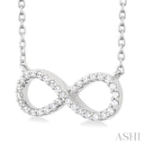 1/10 Ctw Round Cut Diamond Infinity Petite Pendant With Chain in 10K White Gold