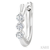1/3 Ctw 3-Stone Round Cut Diamond Fashion Hoop Earrings in 14K White Gold