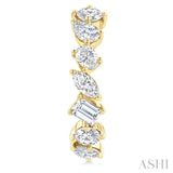 1 1/2 Ctw Scatter Mixed Diamond Cut Fashion Half Hoop Earrings in 14K Yellow Gold