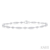 1/4 ctw Marquise Link Round Cut Diamond Fashion Bracelet in 10K White Gold