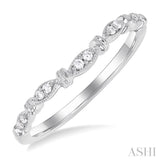 1/20 ctw Marquise Link Round Cut Diamond Wedding Band in 14K White Gold